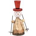 Floristik24 Schneemann aus Holz Deko Figur mit Hut Rot Natur H20,5cm